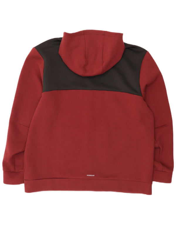 Adidas Mens Aeroready Zip Hoodie Sweater 2XL Burgundy Colourblock Cotton