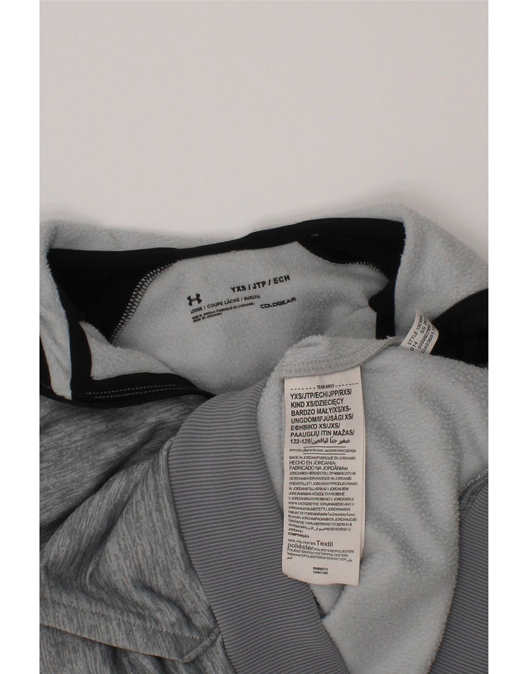 UNDER ARMOUR Boys Cold Gear Hoodie Jumper 6-7 Years XS Grey Colourblock