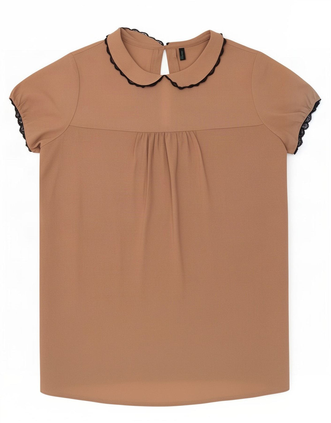 Benetton Womens Blouse Top UK 10 Small Beige Polyester