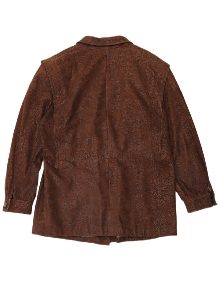 VINTAGE Womens Double Breasted Blazer Jacket UK 16 Large Brown