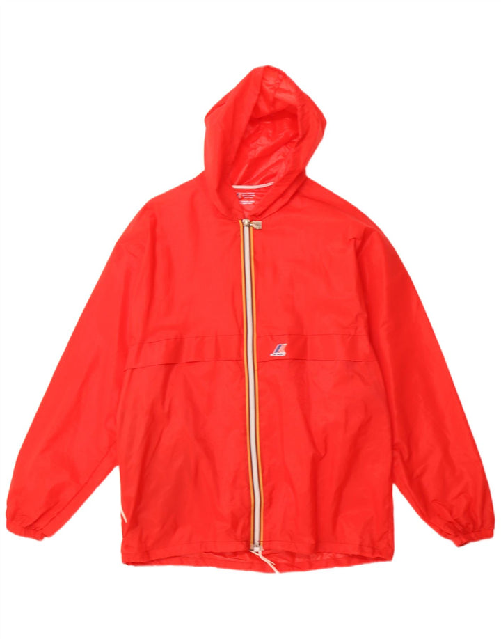 K-WAY Mens Hooded Rain Jacket UK 40 Large Red Polyamide