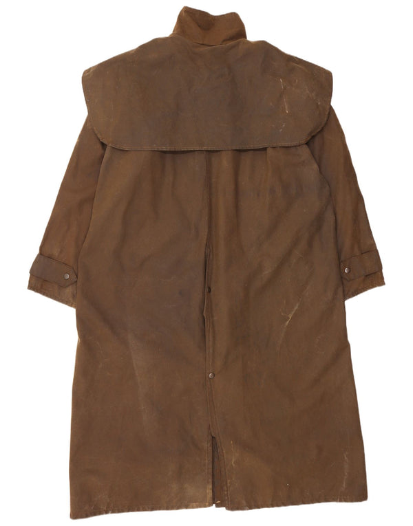 Vintage Mens Waxed Cotton Overcoat UK 40 Large Brown