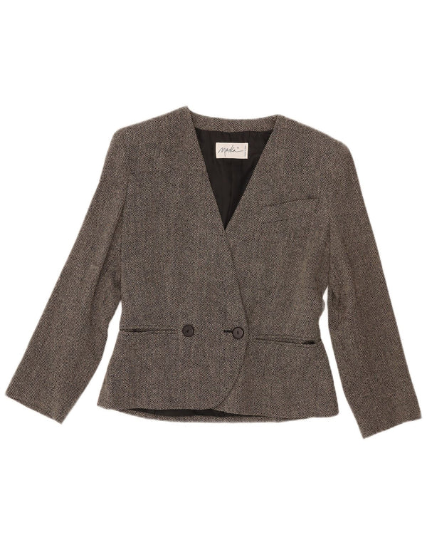 Maska Womens Double Breasted Blazer Jacket IT 42 Medium Grey Herringbone