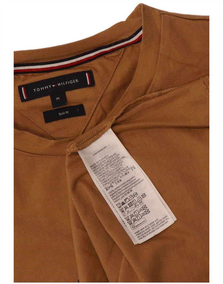 Tommy Hilfiger Mens Slim Fit Graphic T-Shirt Top Medium Brown Cotton