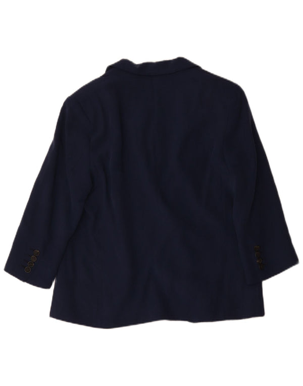 Zara Womens 3/4 Sleeve Open Blazer Jacket UK 14 Medium Navy Blue