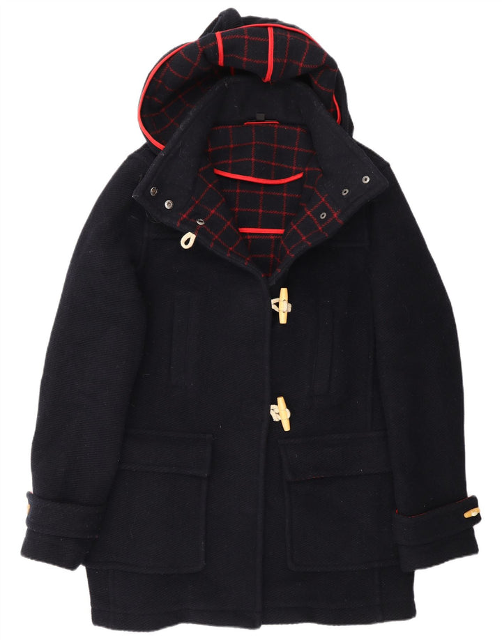 Topshop Womens Hooded Duffle Coat UK 12 Medium Navy Blue Wool