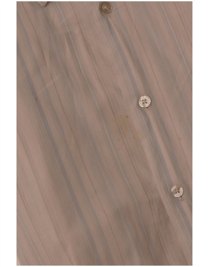 PIERRE CARDIN Mens Short Sleeve Shirt 2XL Blue Striped Cotton