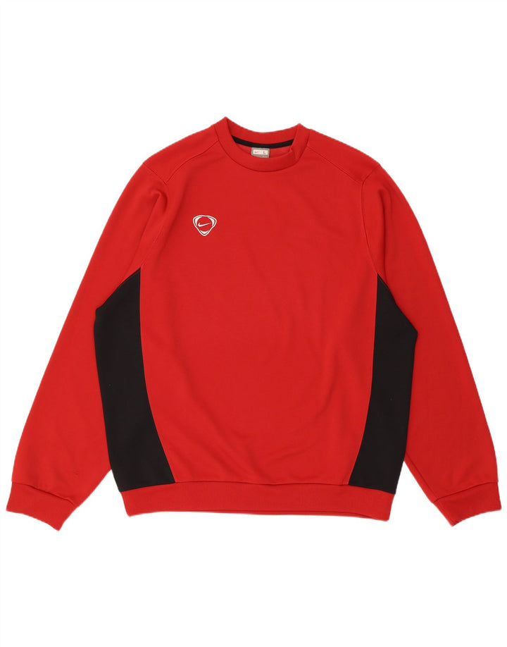 NIKE Mens Sweatshirt Jumper UK 42/44 Large Red Colourblock Polyester