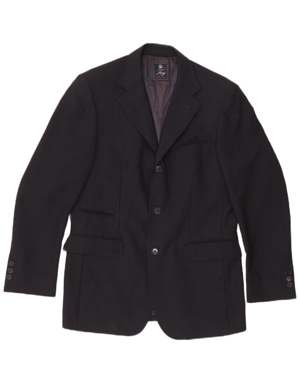 Fay Mens 3 Button Blazer Jacket UK 38 Medium Navy Blue Virgin Wool