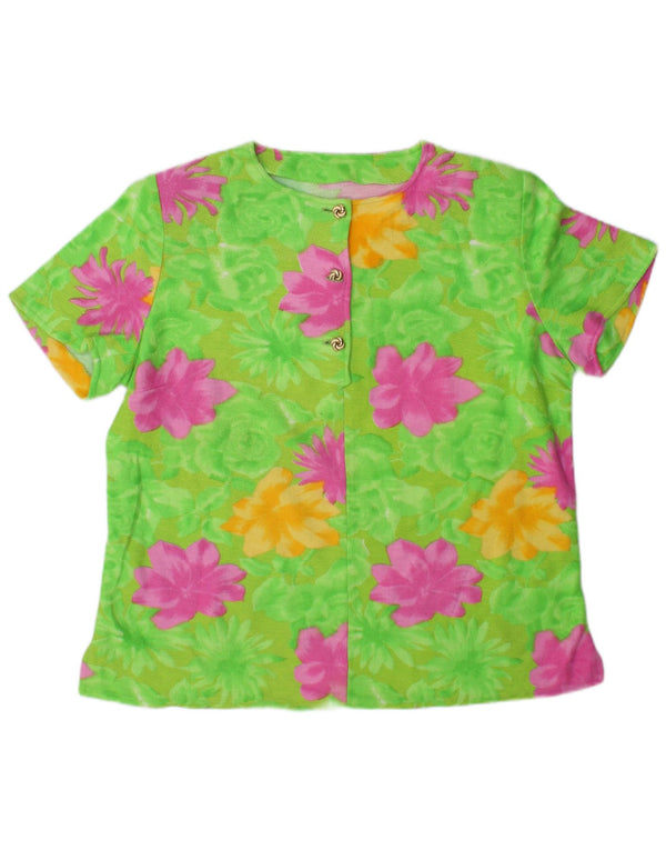 Vintage Womens Blouse Top UK 16 Large Green Floral