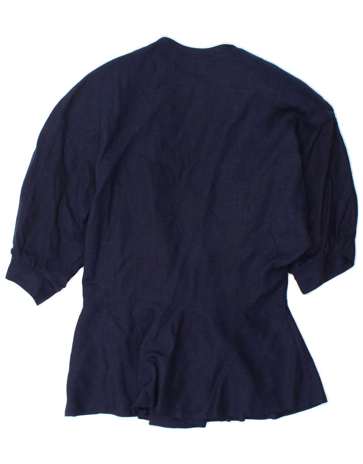 VINTAGE Womens Short Sleeve Blazer Jacket IT 44 Medium Navy Blue Vintage Vintage and Second-Hand Vintage from Messina Hembry 