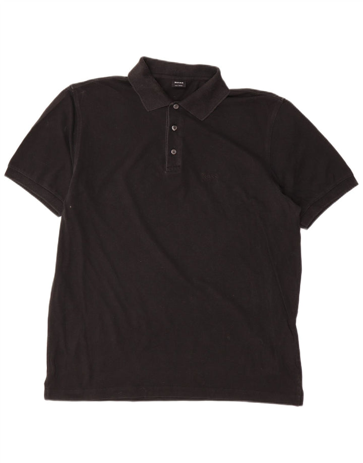 Hugo Boss Mens Polo Shirt Large Black Cotton