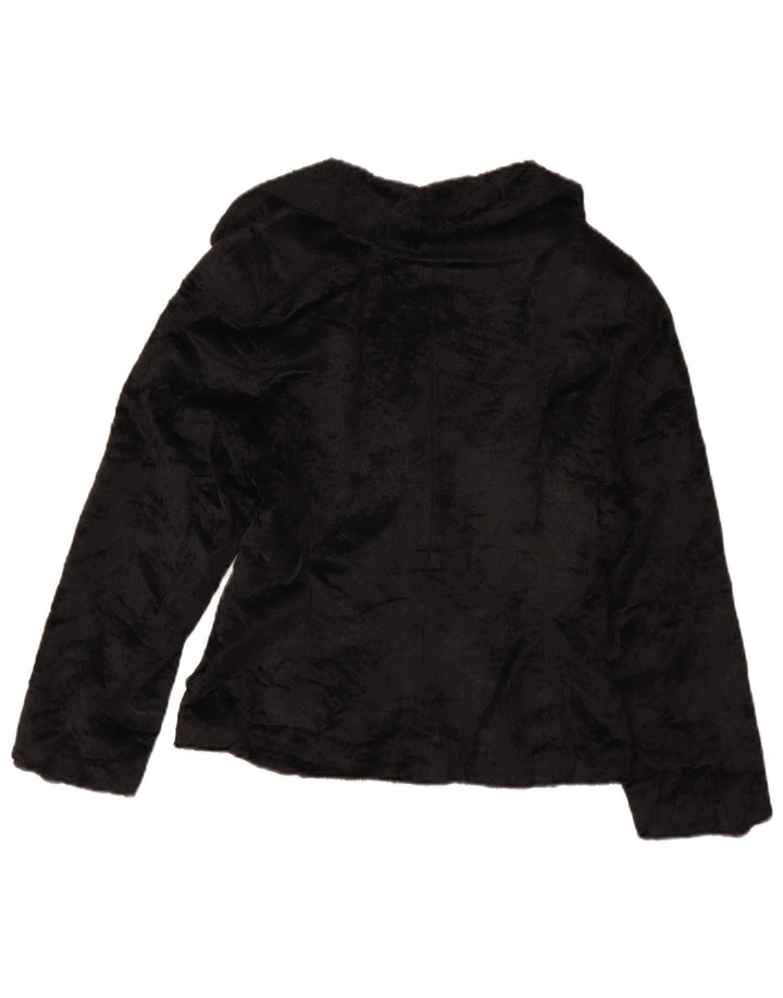 Vintage Womens Faux Fur Jacket UK 12 Medium Black Polyamide