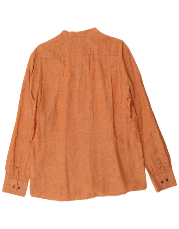 Bugatti Mens Pullover Shirt Size 43/44 XL Orange Linen