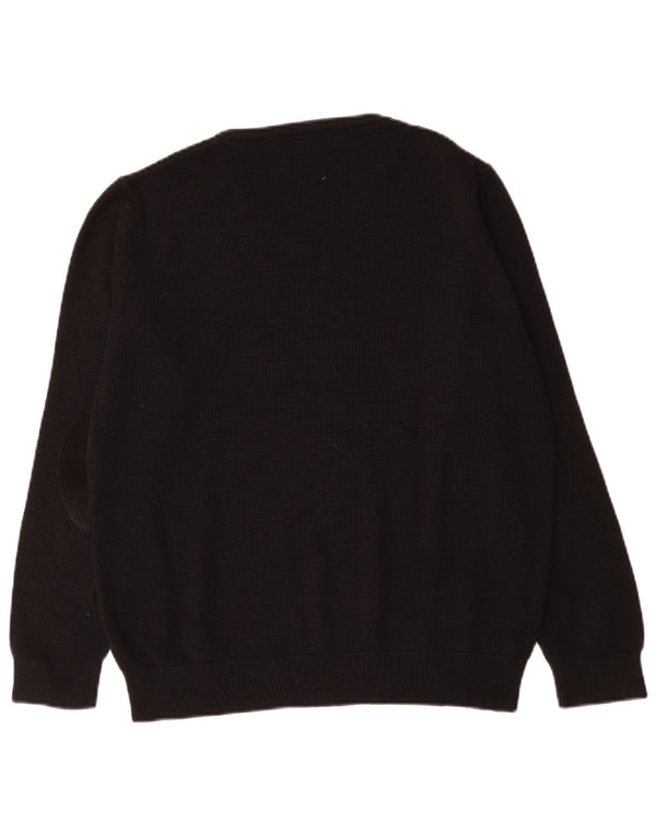Zara Mens V-Neck Jumper Sweater Large Black Cotton