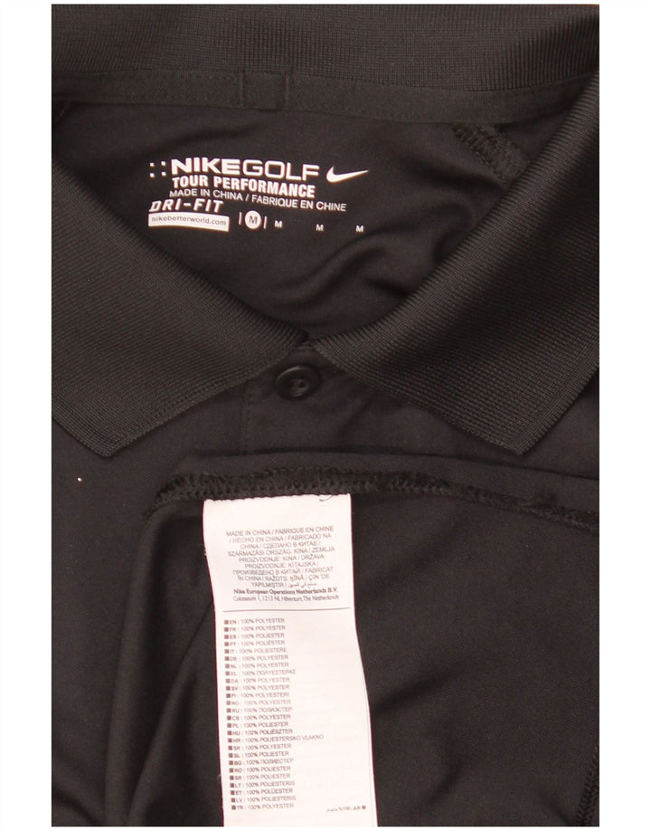 Nike Mens Dri Fit Graphic Polo Shirt Medium Black Polyester