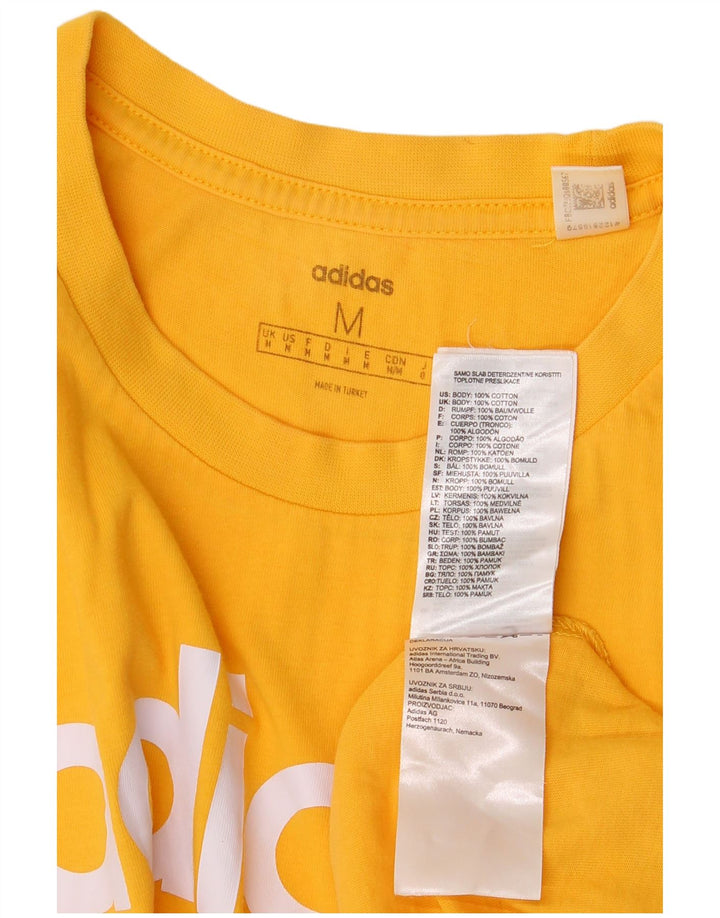 Adidas Mens Graphic T-Shirt Top Medium Yellow Cotton
