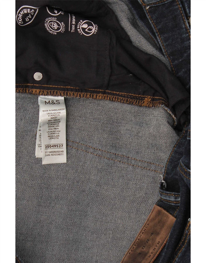 Marks & Spencer Mens Regular Straight Jeans W40 L31 Navy Blue Cotton