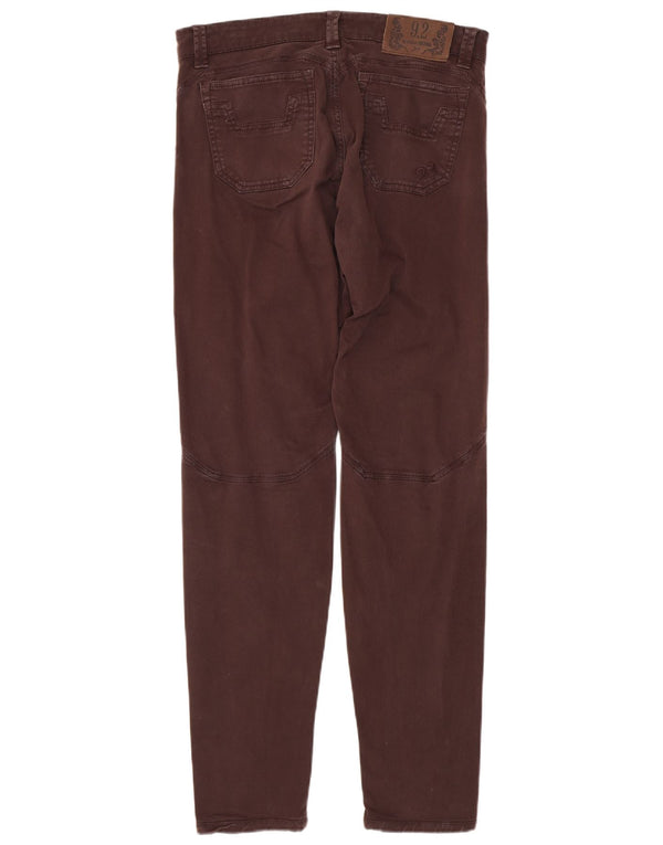 9.2 by Carlo Chionna Mens Skinny Casual Trousers W32 L33 Burgundy Cotton