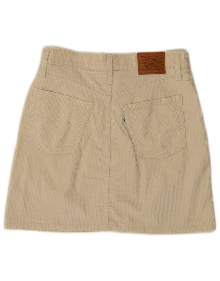 LEVI'S Womens 501 Mini Corduroy Skirt W28 Medium Off White Cotton