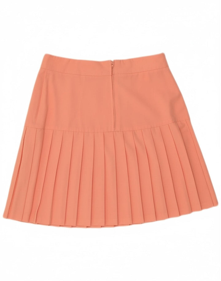 Vintage Womens Pleated Skirt EU 42 Large W30 Orange Polyester