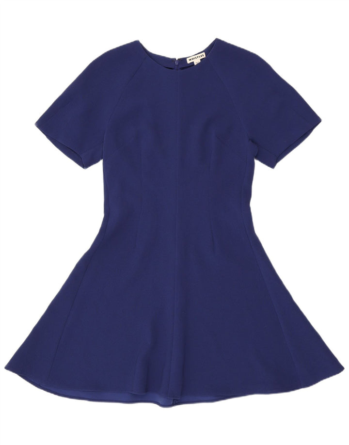 WHISTLES Womens A-Line Dress UK 12 Medium  Navy Blue Polyester