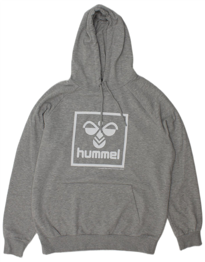 Hummel Mens Graphic Hoodie Jumper XL Grey Flecked Polyester