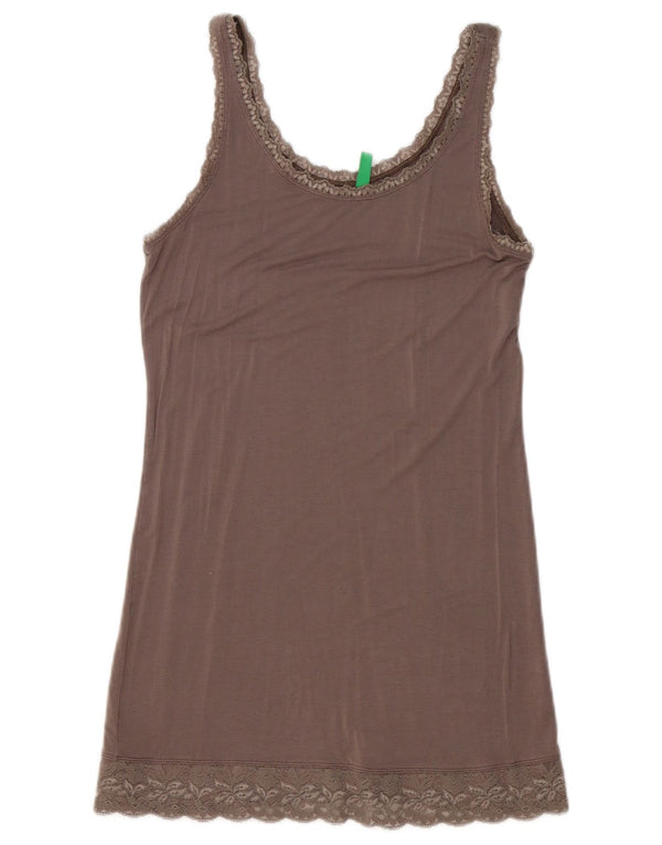 Benetton Womens Mini Slip Dress UK 6 XS Grey Viscose