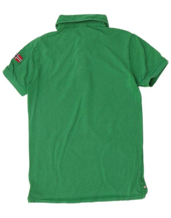 Napapijri Boys Geographic Polo Shirt 13-14 Years Green Cotton