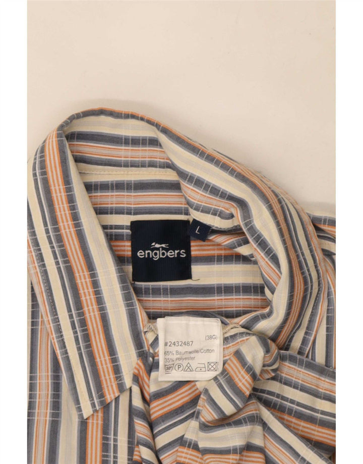 Engbers Mens Short Sleeve Shirt Large Multicoloured Striped Cotton