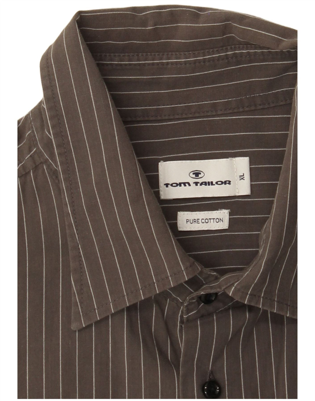 TOM TAILOR Mens Shirt XL Grey Pinstripe Cotton