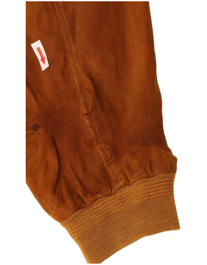 Harry&Moore Mens Suede Bomber Jacket EU 56 3XL Beige Leather