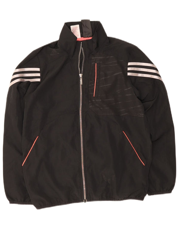 Adidas Boys Tracksuit Top Jacket 11-12 Years Black Polyester