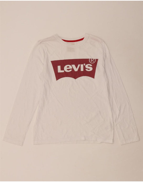 LEVI'S Boys Graphic Top Long Sleeve 15-16 Years White Cotton