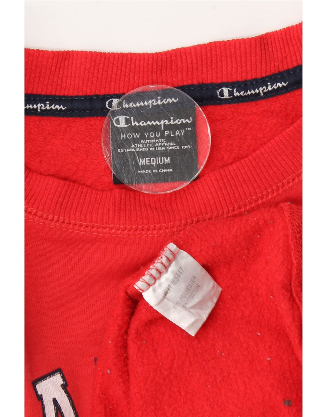 Champion Mens Graphic Sweatshirt Jumper Medium Red Polyester