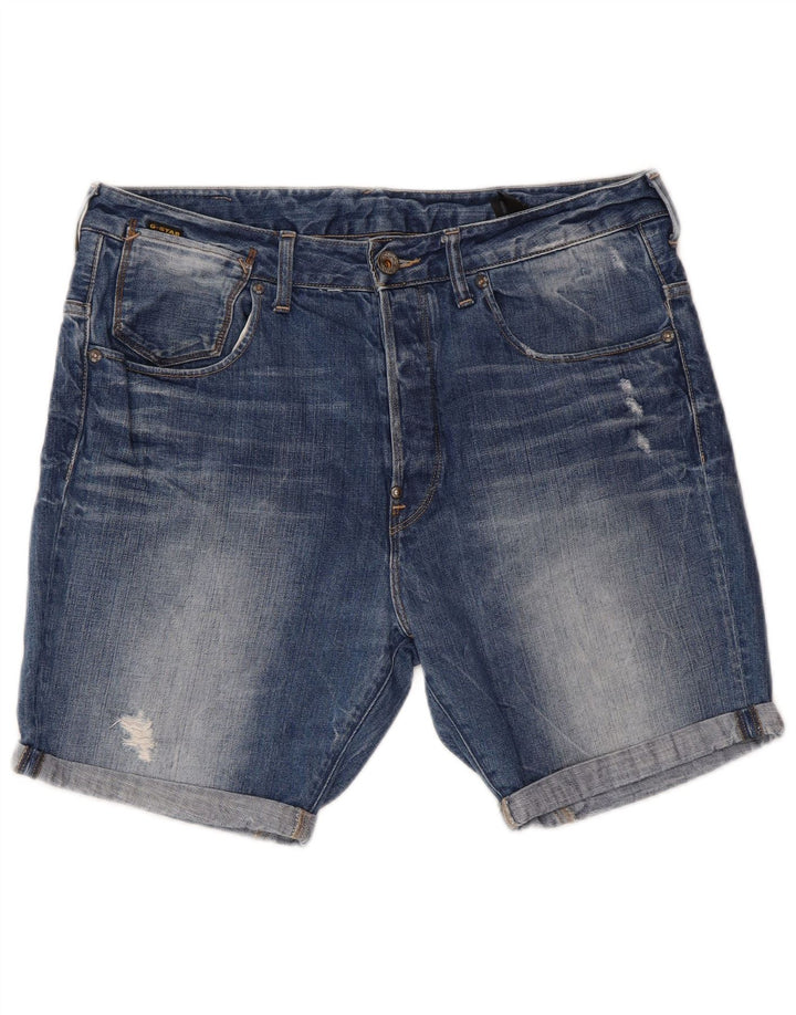 G-STAR Mens Denim Shorts W34 Large Blue Cotton