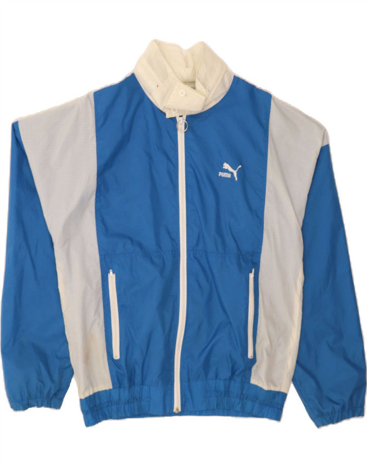 PUMA Mens Tracksuit Top Jacket Small Blue Colourblock Nylon Vintage Puma and Second-Hand Puma from Messina Hembry 