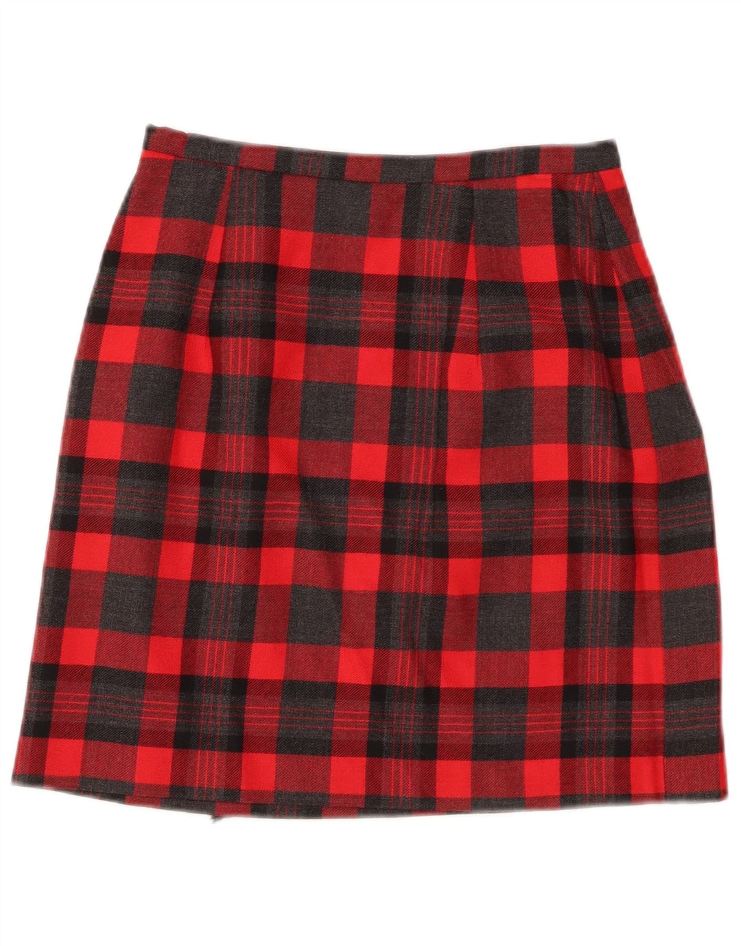 VINTAGE Womens Mini Skirt W22 2XS Red Plaid Wool