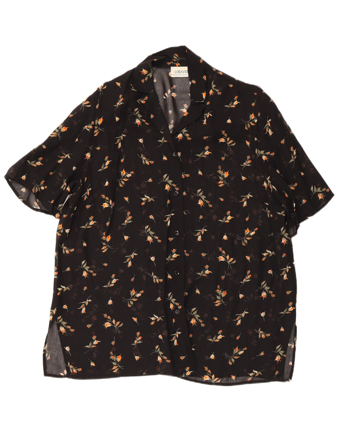 LUISA VIOLA Womens See Through Shirt Blouse UK 20 2XL Black Floral