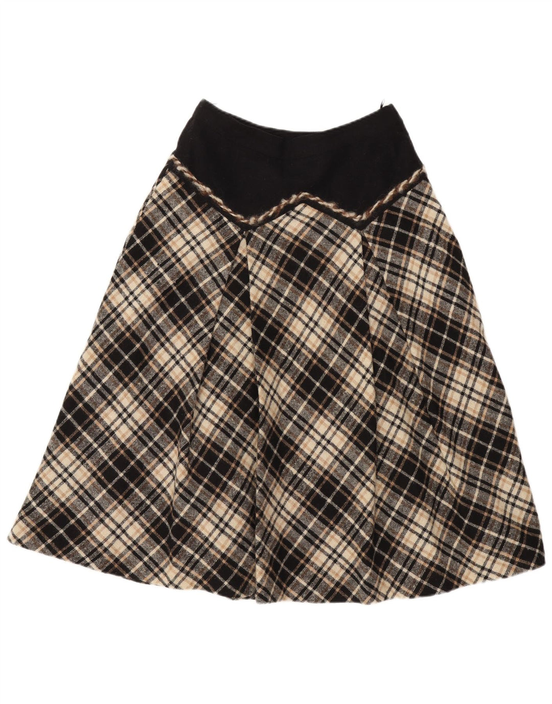 Vintage Womens A-Line Skirt W28 Medium Black Check Wool