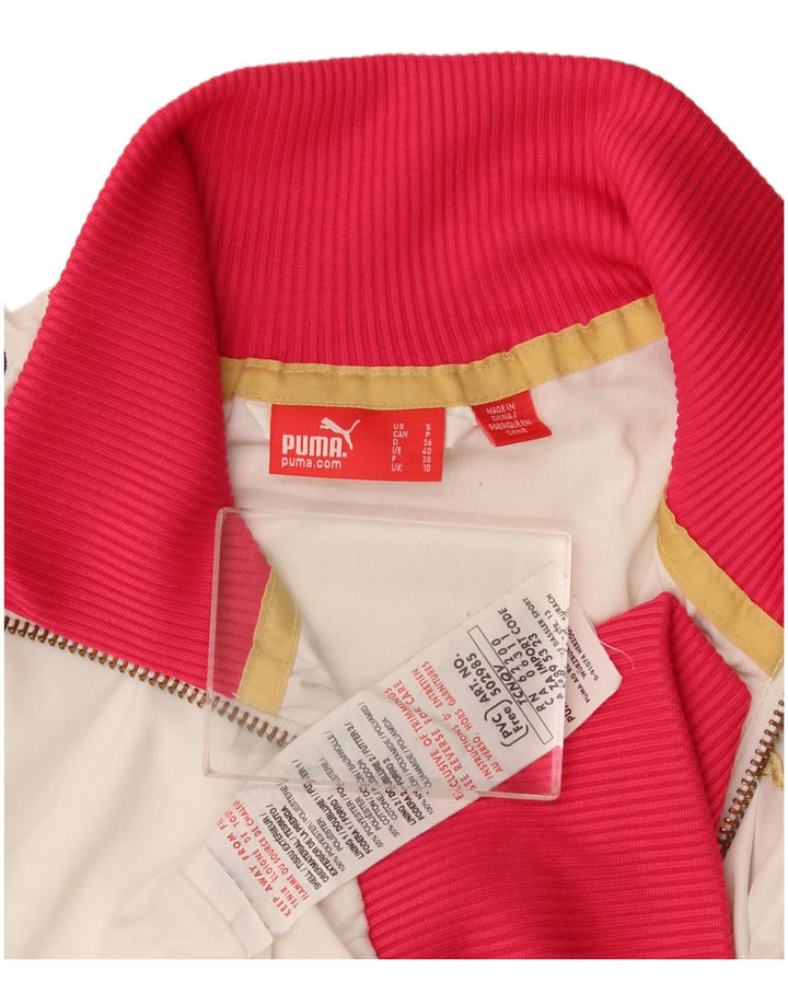 Puma Womens Tracksuit Top Jacket UK 10 Small White Colourblock Polyester
