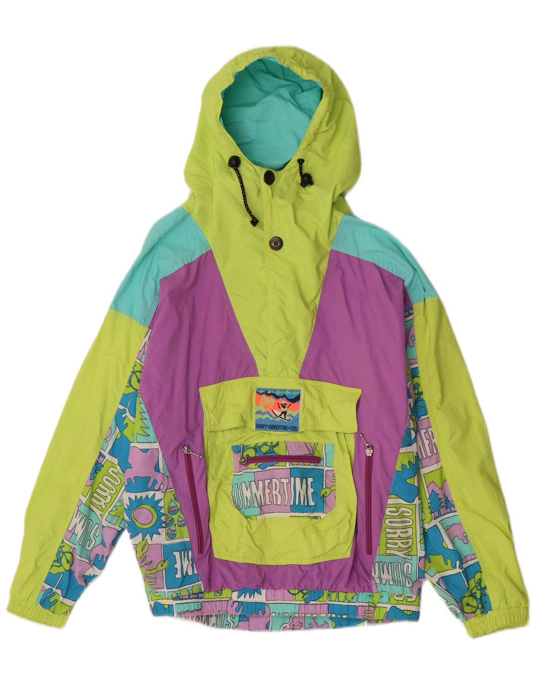 Sorry Womens Graphic Anorak Jacket IT 46 Large Multicoloured Retro