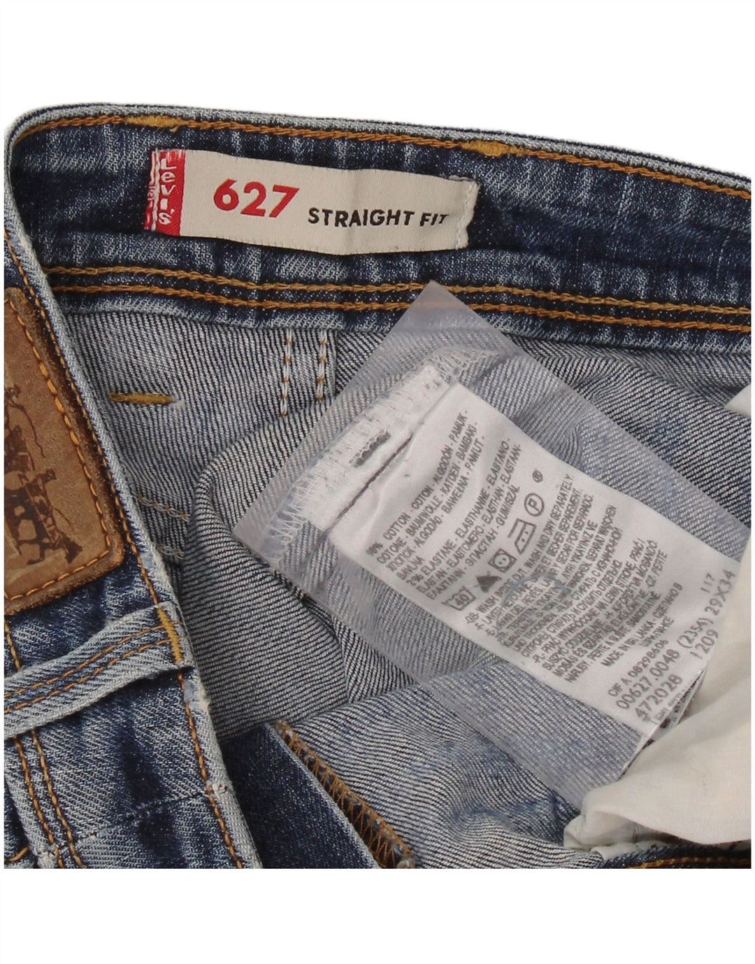 LEVI'S Womens 627 Straight Jeans W29 L34 Blue Cotton