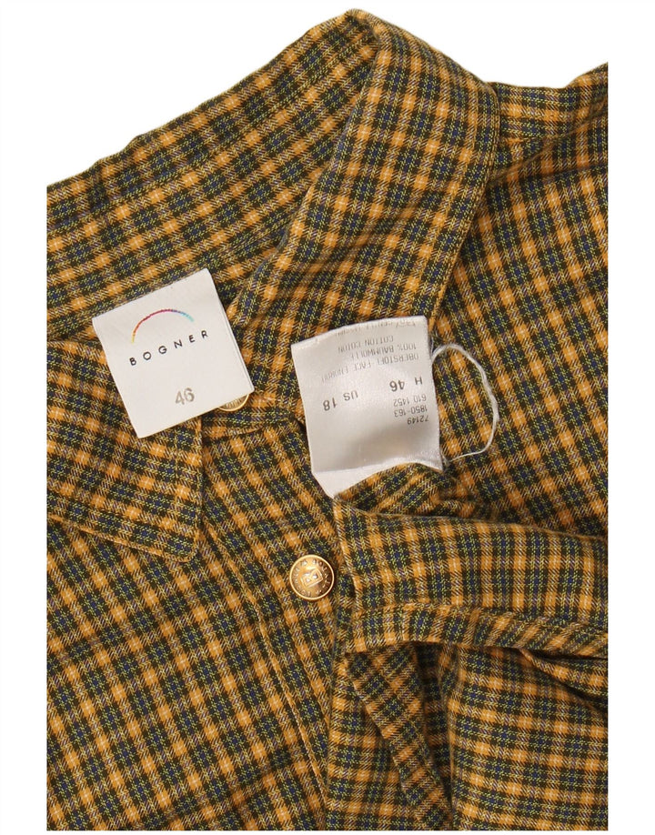 BOGNER Womens Flannel Shirt US 18 2XL Yellow Check Cotton
