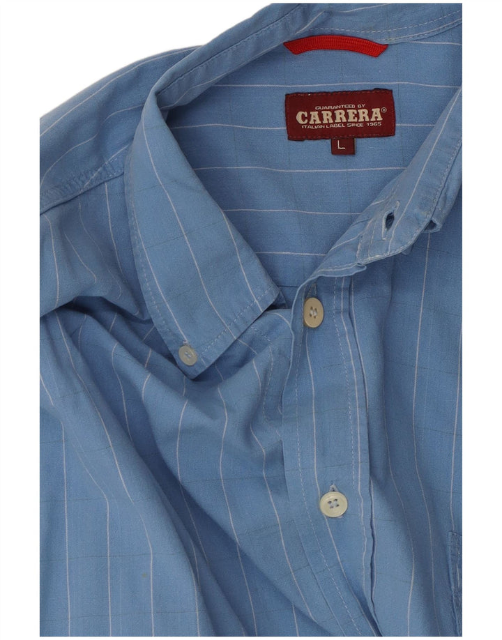 CARRERA Mens Shirt Large Blue Pinstripe Cotton