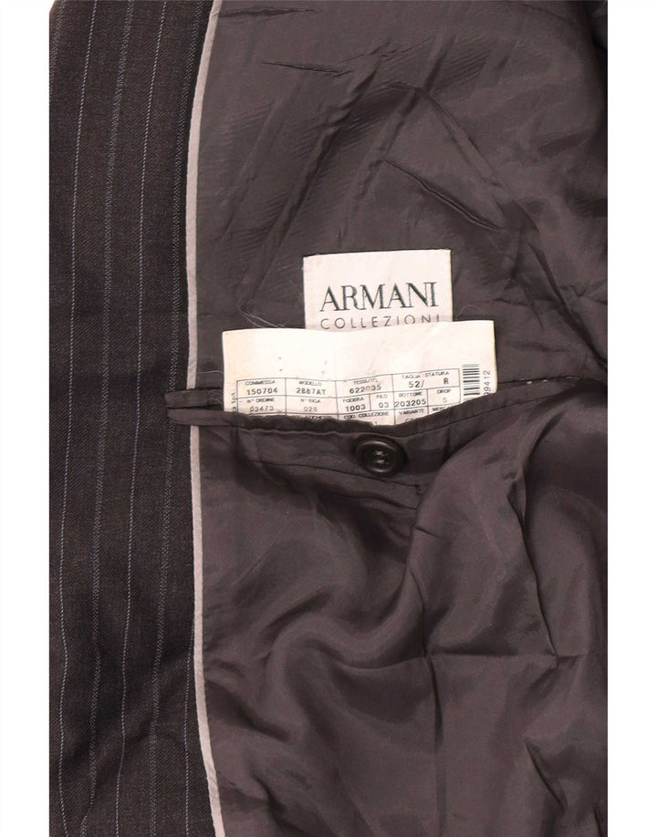 Armani Collezioni Mens 2 Button Blazer Jacket IT 52 XL Grey Pinstripe Wool