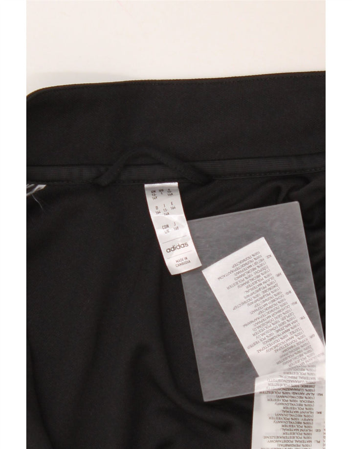 ADIDAS Boys Aeroready Tracksuit Top Jacket 13-14 Years Black Polyester