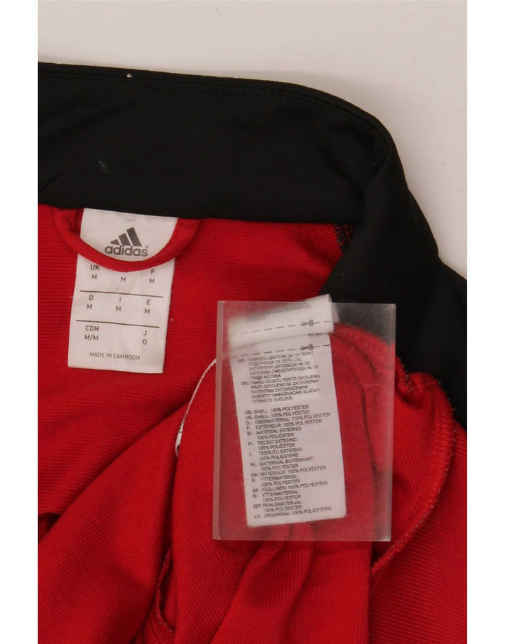 Adidas Mens Tracksuit Top Jacket Medium Red Colourblock Polyester