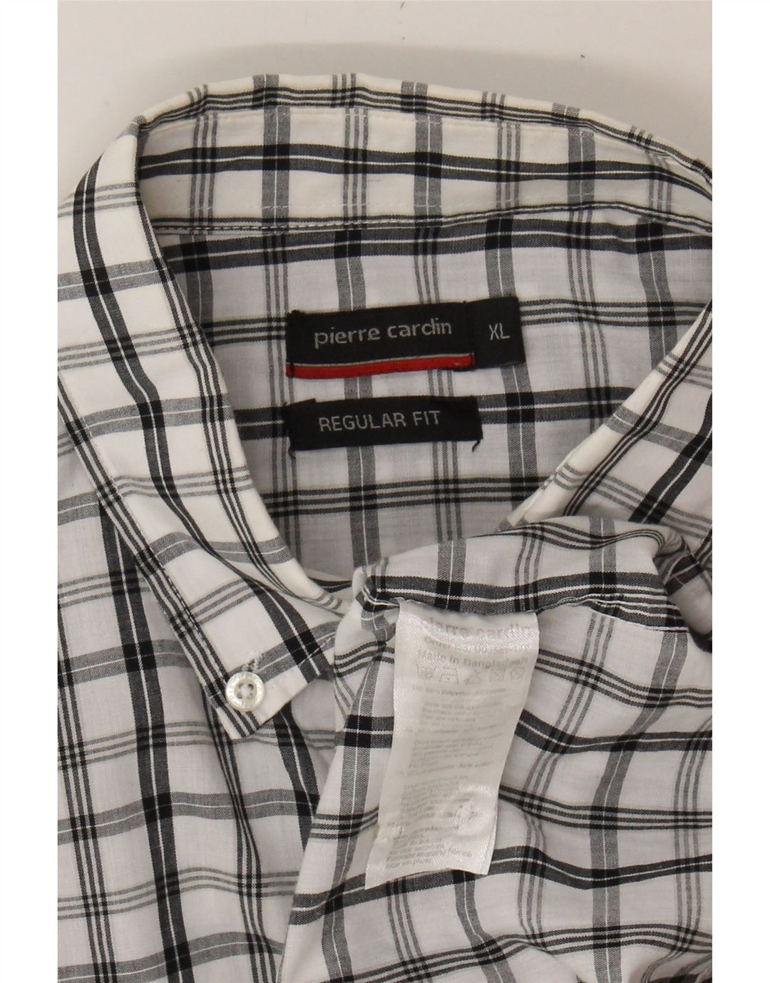 PIERRE CARDIN Mens Regular Fit Short Sleeve Shirt XL Black Check Polyester Vintage Pierre Cardin and Second-Hand Pierre Cardin from Messina Hembry 