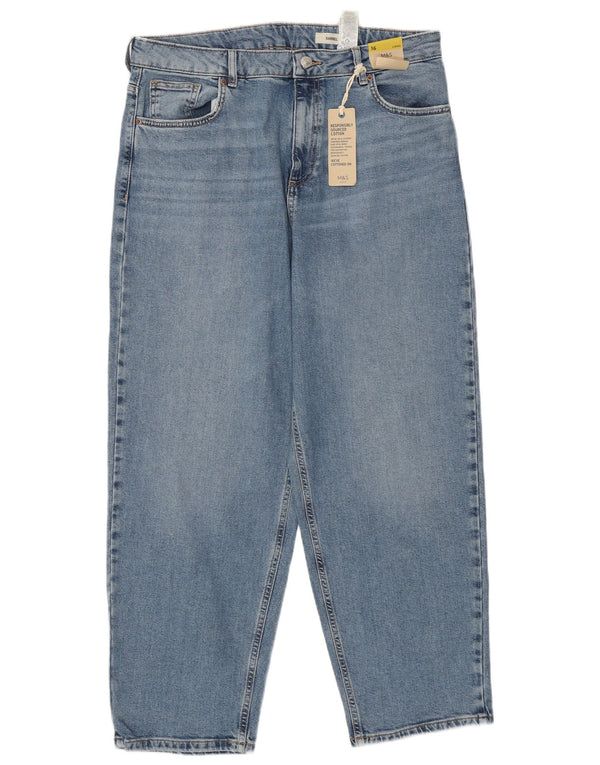 MARKS & SPENCER Womens Barrel High Waist Jeans UK 16 Large W34 L28 Blue